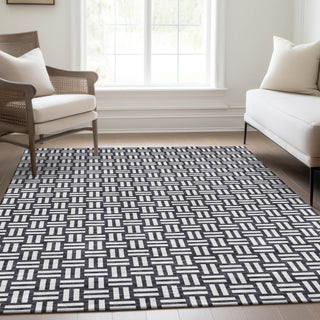 Piper Looms Mayfield Squares AMF925 Black Machine Washable Area Rug Lifestyle Image Feature