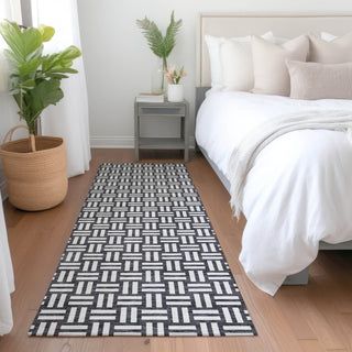 Piper Looms Mayfield Squares AMF925 Black Machine Washable Area Rug Runner Lifestyle Image Feature