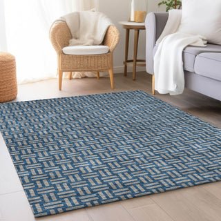 Piper Looms Mayfield Squares AMF925 Blue Machine Washable Area Rug Lifestyle Image Feature