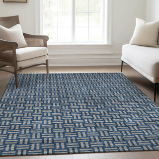 Piper Looms Mayfield Squares AMF925 Blue Machine Washable Area Rug Lifestyle Image Feature