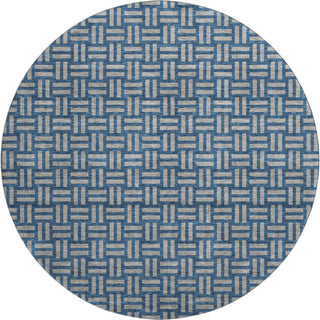 Piper Looms Mayfield Squares AMF925 Blue Machine Washable Area Rug Round Main Image