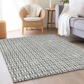 Piper Looms Mayfield Squares AMF925 Gray Machine Washable Area Rug Lifestyle Image Feature
