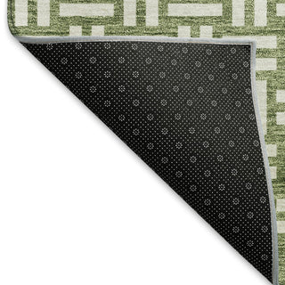 Piper Looms Mayfield Squares AMF925 Green Machine Washable Area Rug Backing Image