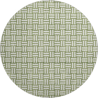 Piper Looms Mayfield Squares AMF925 Green Machine Washable Area Rug Round Main Image