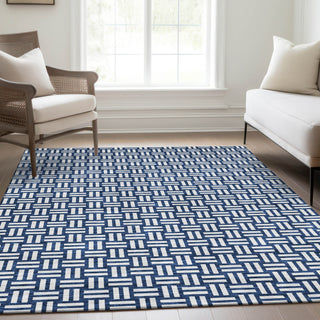 Piper Looms Mayfield Squares AMF925 Navy Machine Washable Area Rug Lifestyle Image Feature