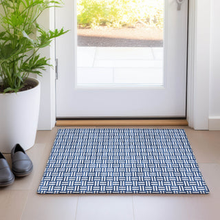 Piper Looms Mayfield Squares AMF925 Navy Machine Washable Area Rug Scatter Lifestyle Image Feature