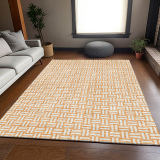 Piper Looms Mayfield Squares AMF925 Peach Machine Washable Area Rug Lifestyle Image Feature