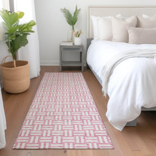 Piper Looms Mayfield Squares AMF925 Pink Machine Washable Area Rug Runner Lifestyle Image Feature