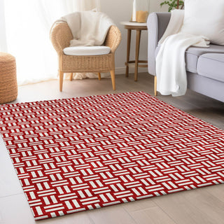 Piper Looms Mayfield Squares AMF925 Red Machine Washable Area Rug Lifestyle Image Feature