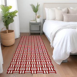 Piper Looms Mayfield Squares AMF925 Red Machine Washable Area Rug Runner Lifestyle Image Feature