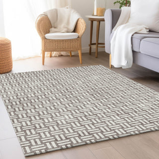Piper Looms Mayfield Squares AMF925 Taupe Machine Washable Area Rug Lifestyle Image Feature