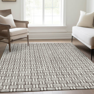 Piper Looms Mayfield Squares AMF925 Taupe Machine Washable Area Rug Lifestyle Image Feature