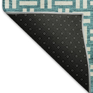 Piper Looms Mayfield Squares AMF925 Teal Machine Washable Area Rug Backing Image