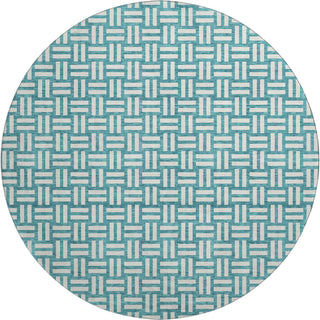 Piper Looms Mayfield Squares AMF925 Teal Machine Washable Area Rug Round Main Image