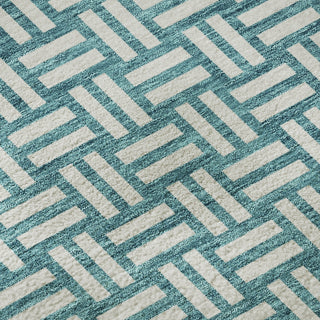 Piper Looms Mayfield Squares AMF925 Teal Machine Washable Area Rug Swatch Image