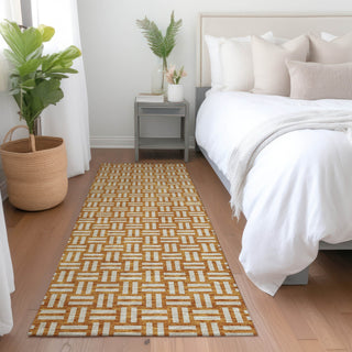 Piper Looms Mayfield Squares AMF925 Terracotta Machine Washable Area Rug Runner Lifestyle Image Feature