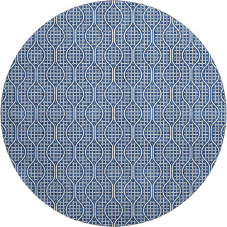 Piper Looms Mayfield Geometric AMF926 Navy Machine Washable Area Rug Round Main Image