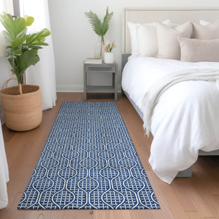 Piper Looms Mayfield Geometric AMF926 Navy Machine Washable Area Rug Runner Lifestyle Image Feature