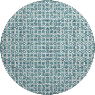 Piper Looms Mayfield Geometric AMF926 Teal Machine Washable Area Rug Round Main Image