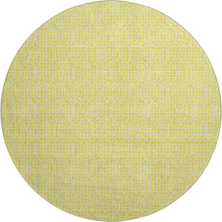 Piper Looms Mayfield Geometric AMF926 Yellow Machine Washable Area Rug Round Main Image