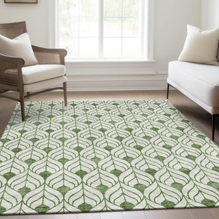 Piper Looms Mayfield Geometric AMF927 Green Machine Washable Area Rug Lifestyle Image Feature