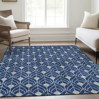 Piper Looms Mayfield Geometric AMF927 Navy Machine Washable Area Rug Lifestyle Image Feature