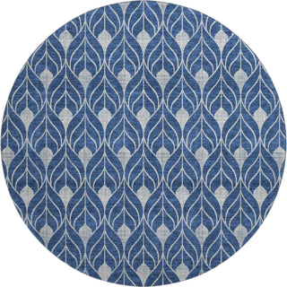 Piper Looms Mayfield Geometric AMF927 Navy Machine Washable Area Rug Round Main Image
