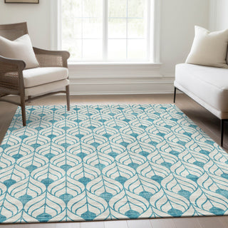 Piper Looms Mayfield Geometric AMF927 Teal Machine Washable Area Rug Lifestyle Image Feature