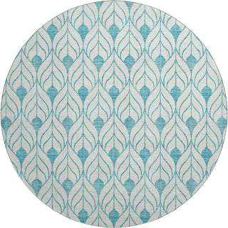 Piper Looms Mayfield Geometric AMF927 Teal Machine Washable Area Rug Round Main Image