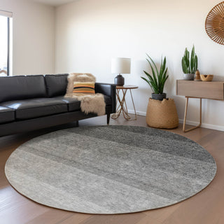 Piper Looms Mayfield Ombre AMF928 Black Machine Washable Area Rug Round Lifestyle Image Feature