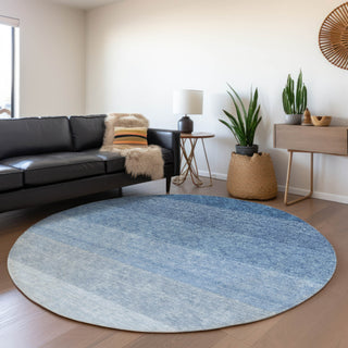 Piper Looms Mayfield Ombre AMF928 Blue Machine Washable Area Rug Round Lifestyle Image Feature