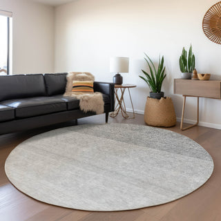 Piper Looms Mayfield Ombre AMF928 Gray Machine Washable Area Rug Round Lifestyle Image Feature