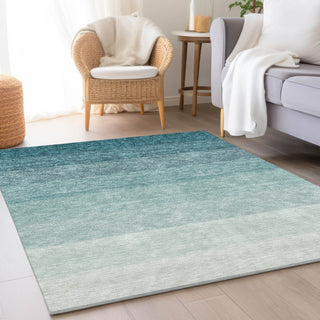 Piper Looms Mayfield Ombre AMF928 Teal Machine Washable Area Rug Lifestyle Image Feature