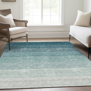 Piper Looms Mayfield Ombre AMF928 Teal Machine Washable Area Rug Lifestyle Image Feature