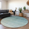Piper Looms Mayfield Ombre AMF928 Teal Machine Washable Area Rug Round Lifestyle Image Feature