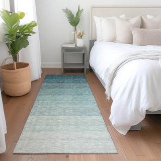 Piper Looms Mayfield Ombre AMF928 Teal Machine Washable Area Rug Runner Lifestyle Image Feature