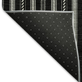 Piper Looms Mayfield Stripes AMF929 Black Machine Washable Area Rug Backing Image