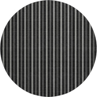 Piper Looms Mayfield Stripes AMF929 Black Machine Washable Area Rug Round Main Image