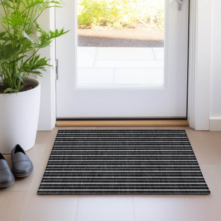 Piper Looms Mayfield Stripes AMF929 Black Machine Washable Area Rug Scatter Lifestyle Image Feature