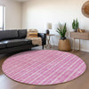 Piper Looms Mayfield Stripes AMF929 Blush Machine Washable Area Rug Round Lifestyle Image Feature