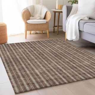 Piper Looms Mayfield Stripes AMF929 Brown Machine Washable Area Rug Lifestyle Image Feature