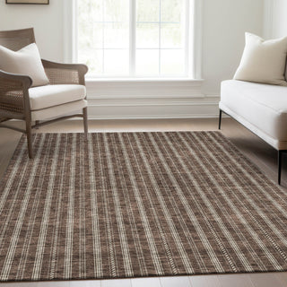 Piper Looms Mayfield Stripes AMF929 Brown Machine Washable Area Rug Lifestyle Image Feature