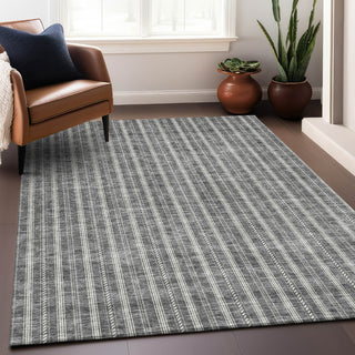 Piper Looms Mayfield Stripes AMF929 Gray Machine Washable Area Rug Lifestyle Image Feature