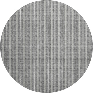Piper Looms Mayfield Stripes AMF929 Gray Machine Washable Area Rug Round Main Image