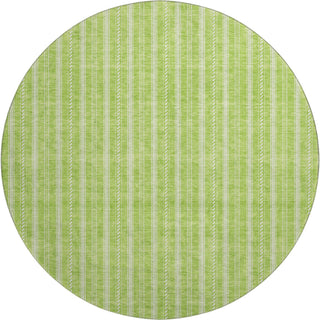Piper Looms Mayfield Stripes AMF929 Lime Machine Washable Area Rug Round Main Image