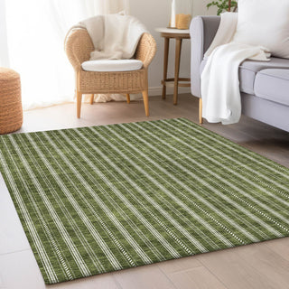 Piper Looms Mayfield Stripes AMF929 Olive Machine Washable Area Rug Lifestyle Image Feature