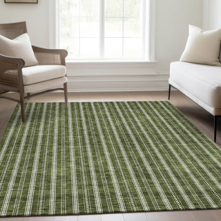 Piper Looms Mayfield Stripes AMF929 Olive Machine Washable Area Rug Lifestyle Image Feature