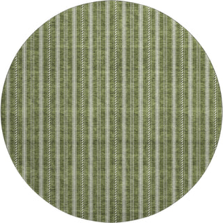 Piper Looms Mayfield Stripes AMF929 Olive Machine Washable Area Rug Round Main Image