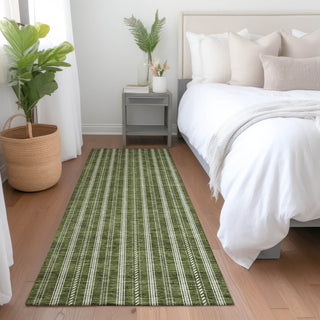 Piper Looms Mayfield Stripes AMF929 Olive Machine Washable Area Rug Runner Lifestyle Image Feature