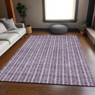 Piper Looms Mayfield Stripes AMF929 Purple Machine Washable Area Rug Lifestyle Image Feature